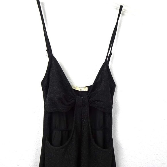 No Comment Jumpsuit Juniors' Size S Black Sparkle Stretch Front Cut Out - Picture 3 of 13